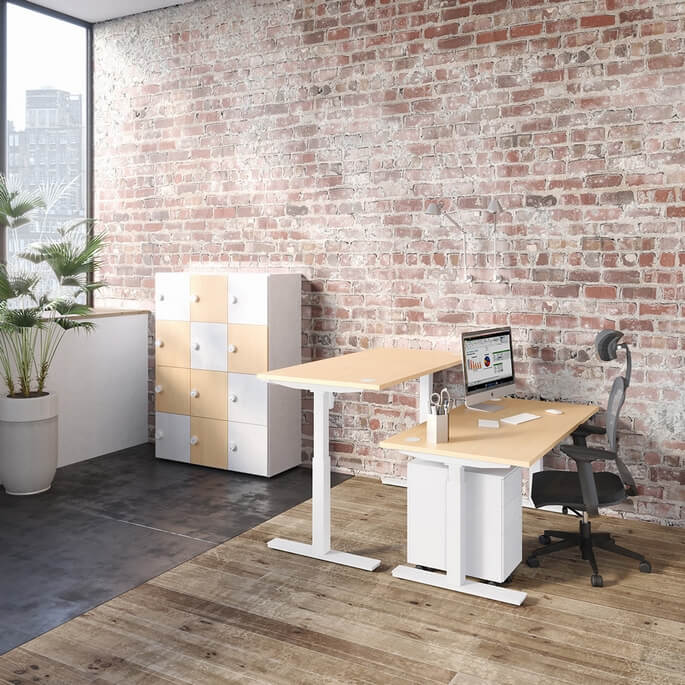 Bureau assis-debout &eacute;lectrique &agrave; commande sur le plateau